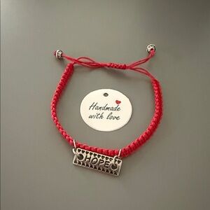 Red Hope Bracelet with Silver Charm